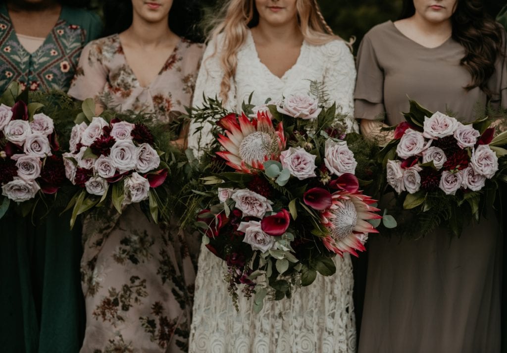 Close up image of bridal bouquets.
