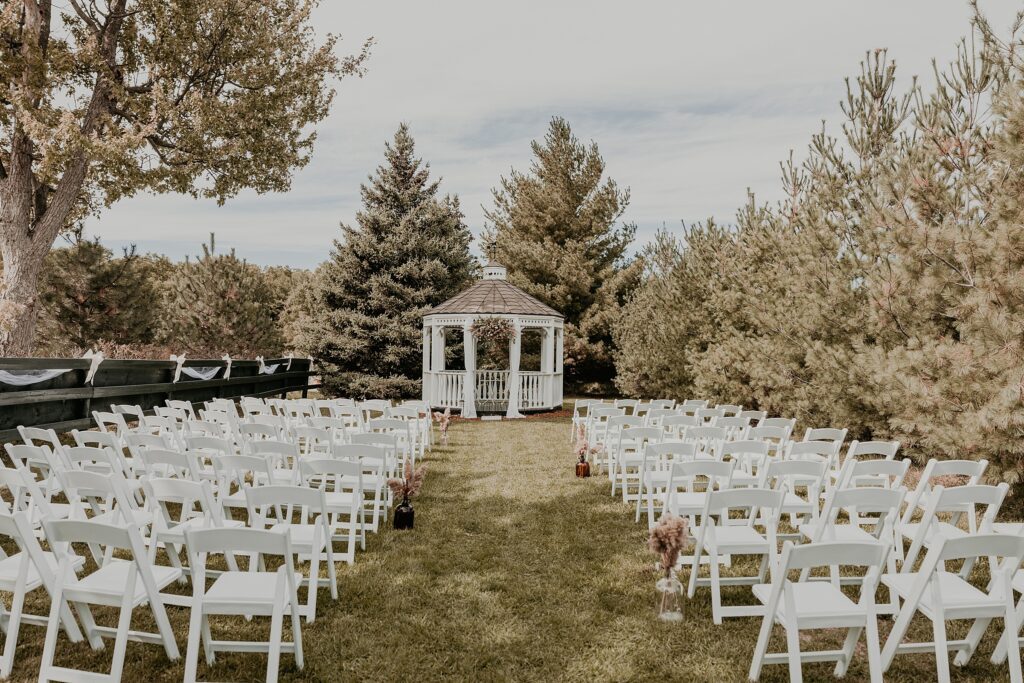 Wedding ceremony location at the Century Barn in Denfield, Ontario.
